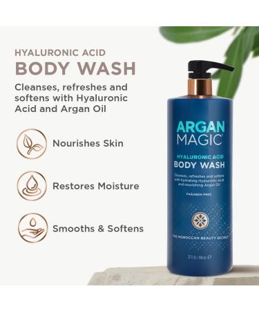 Argan Magic Hyaluronic Acid Body Wash - Hydrating Cleanser with Argan Oil | Paraben & Cruelty Free (32 Fl Oz - Buy Online on GoSupps.com