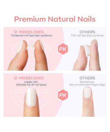 Modelones 30Pcs Press On Nails - Short French Nail Tips 15 Sizes Full Cover Pink Includes Nail Glue & Tools for Nail Art - Buy Online on GoSupps.com