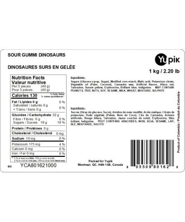 Yupik SOUR GUMMI DINOSAURS- 1KG - Buy Online on GoSupps.com