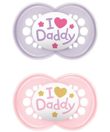 MAM Pacifier Original Silicone 6-16 Months - I Love Mummy & Daddy 4 Pack for Girls | Shop Internationally - Buy Online on GoSupps.com