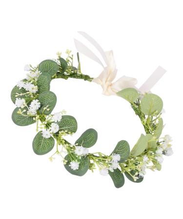 IWOWHERO Floral Headband Bride Flower Green Floral Headpiece Flower Headwear Guirnaldas Para Vintage Newspaper Wallpaper Wedding Flower Crown Wedding Garland Tiara Travel Iron Flowers Hair