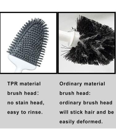 Sellemer Flexible Toilet Brush and Holder Set - Silicone Bristles, Compact Design, Ventilation Slots Base - Silver (1 Pack) - Buy Online on GoSupps.com