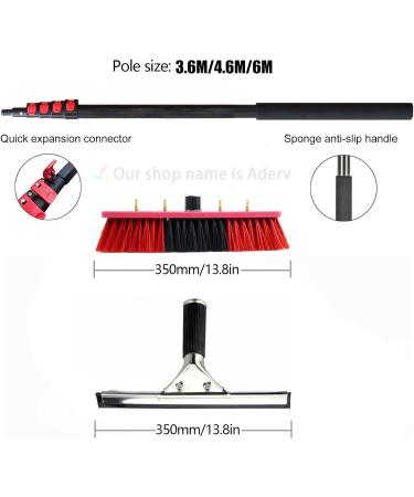 Washing Kit: 3.6-6 M Water Fed Telescopic Brush Squeegee and Soap Dispenser Window Cleaning Pole Window Cleaner Equipment Car Cleaning Brush (35cm Brush Head 3.6M) 35cm Brush Head 3.6M - Buy Online on GoSupps.com