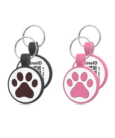 Whoseid QR code Cat brand modifiable pet online profile allotment pages several emergency contacts noiseless silicone cat brands collar accessories personalized cat brand (small breeds Small Breeds-1 "Black/pink