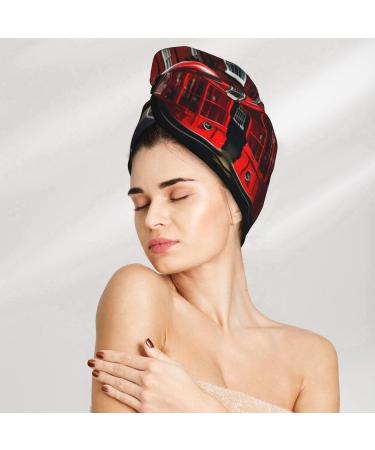 Red London Street Coral Velvet Dry Hair Cap with Buttons | Anti Frizz for Curly Long & Thick Hair - Black - Buy Online on GoSupps.com