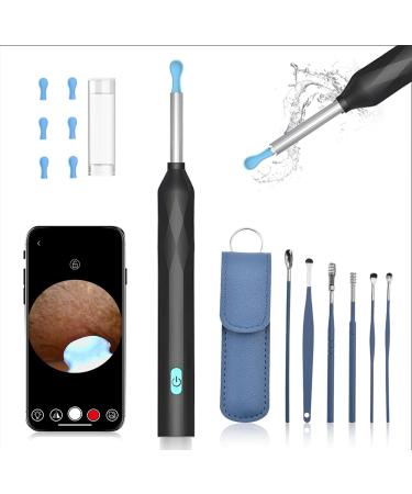 Fenxyo Wireless Ear Wax Removal Kit with Camera 8 Million Pixel HD Otoscopes IP67 Waterproof Wax Remover Wifi Ear Pick Cleaning Tool for iPhone Ipad Android Smart Phones(Black)