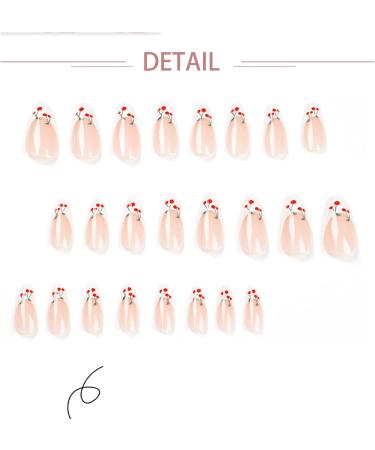 Sweet & Cool Cherry Edge Press on Nails - 24 Pcs Full Cover Artificial False Nails for Women Girls - Buy Online on GoSupps.com