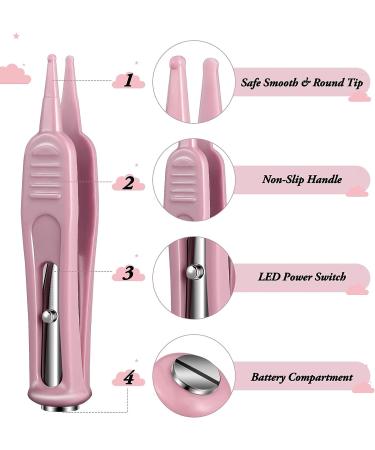 Infant Nose Cleaning Tweezer with LED Light - Safe & Effective Booger Plier | 4-Piece Set for Ear, Nose, Navel Cleaning | Relieves Stuffy Nose - Buy Online on GoSupps.com