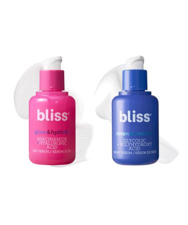 Bliss Brighten & Renew Serum Duo | Vitamin C & Glycolic Acid Serums | Anti-Aging and Brightening Face Serums Duo for Bright Smooth & Firm Skin