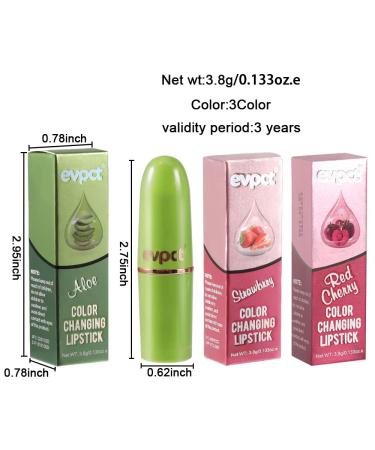 3Pcs Aloe Vera Strawberry Red Cherry Lip Color Changing Lipstick Set | Green Magic PH Lipstick Tinted Lip Balm Gloss Makeup Set for Women - Buy Online on GoSupps.com