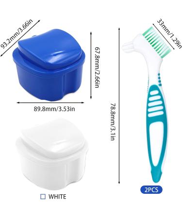 Buy 2 Dental Prosthesis Cases with Cleaning Brushes | Storage & Bathing Container Set (Blue & White) - International Shipping Available - Buy Online on GoSupps.com