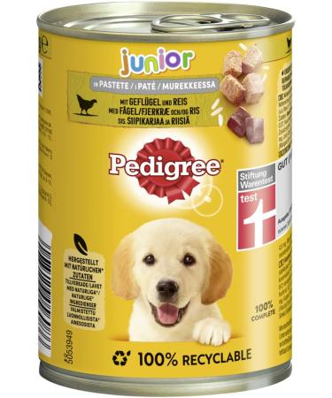 Pedigree dog food wet food junior poultry & rice in pate 12 cans (12 x 400g) 400 g (12 Pack) junior poultry & rice in pate
