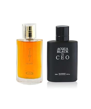 Choco Musk&Acqua For CEO Black Men s Cologne-Rich Chocolate & Musk Eau De Toilette Long-Lasting Scent Perfume for Men Elegant Bottle 3.4 Fl Oz Fragrance for Refined Occasions Choco Musk&Acqua For CEO Black 2.53 Fl Oz (Pack of 2)