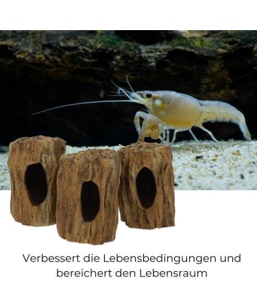 GarPet Aquarium Decoration Tree Stump Cave Tube - Ideal Spawning Cave for Fish Crabs & Catfish | Durable Clay Aquarium Decor for Aquatic Life - Buy Online on GoSupps.com