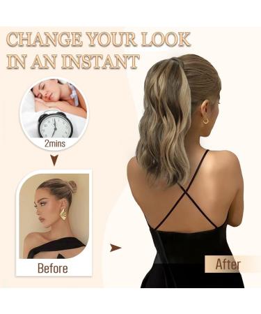 MORICHY Ponytail Extension 14Inch Synthetic Natural Wavy Ponytail Extension Hair Wrap Around Pony Tail Hair Extensions for Women Girls Black Brown Color (Brown Black) 14Inch Black Brown - Buy Online on GoSupps.com