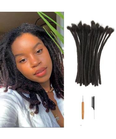 4 Inch Dreadlock Extensions Human Hair 30 Strands Locs Extensions Real Human Hair  Natural Black for Women Men Kids Full Handmade Permanent Locs Can Be Dyed and Bleached 4Inch/30 locs 1B/0.8cm