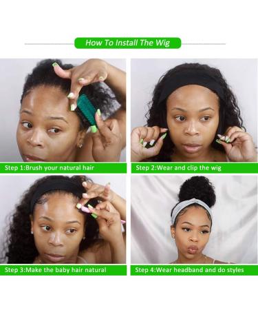 22 Inch Deep Wave Headband Wig | Brazilian Virgin Human Hair | Glueless Machine Made Non Lace Front Wig | 150% Density for Black Women - Buy Online on GoSupps.com