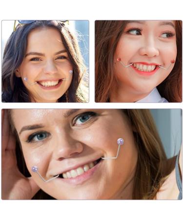 Baluue 2 Pairs Dimple Makers Cheeks Facial Dimple Trainer for Create a Beautiful Smile Natural Dimples Lift Portable Red Purple - Buy Online on GoSupps.com