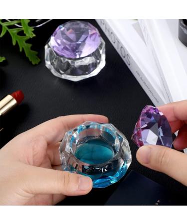 Dappen Dish Nail Art Dish Crystal Nail Art Cup Glass Liquid Powder Cup Clear Diamond Manicure Bowl with Lid Dappen Dish Cups for Nail Acrylic Liquid Powder - Buy Online on GoSupps.com