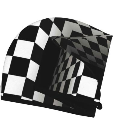 3D Black & White Checkerboard Hair Towel | Ultra-Soft Super Absorbent Microfiber Wrap for Long Curly & Thick Hair - Quick Dry Coral Velvet - Buy Online on GoSupps.com