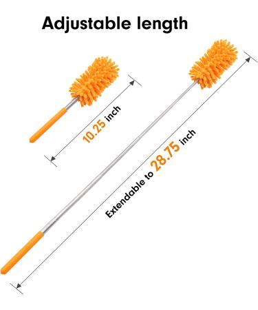 Microfiber Duster Kit - Hand Washable with 2 Replaceable Heads | Extendable Pole | Detachable for Home, Office, Car, Window, Furniture | Bright Orange - Buy Online on GoSupps.com