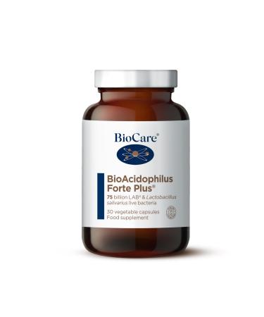 BioCare BioAcidophilus Forte | 75 Billion LAB4 Live Bacteria | Food Supplement Suitable for Vegetarians and Vegans - 30 Capsules.