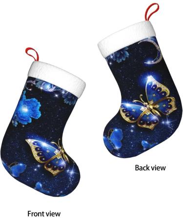 Shop Ffexs Blue Butterfly Velvet Christmas Socks - Perfect Holiday Gifts | One Size - Buy Online on GoSupps.com