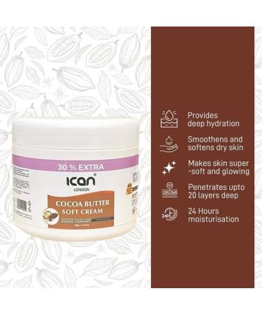 ican London Cocoa Butter Soft Body Cream For Dry Skin 500g - Buy Online on GoSupps.com
