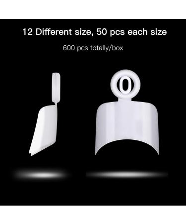 Vetpw 600pcs Round French Nail Tips Set - Acrylic Fake Nails for Women | DIY Nail Art - 12 Sizes (White) - Buy Online on GoSupps.com