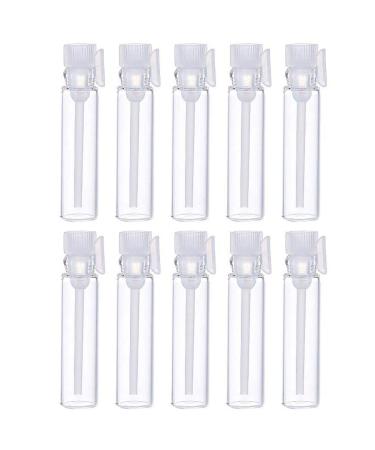 Teensery 100 Pcs Empty Perfume Sample Bottles Mini Glass Refillable Sample Vial Containers with Clear Cap for Aromatherapy Essential Oil Fragrance and Liquid (1ml) 100 Count (Pack of 1)