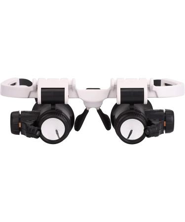 Professional Adjustable Headband Double Eye Clock Repair Loupe with 2 LED Lights 8X 15X 23X Magnifier Head Mounted ES for Reading Sewing Watch Electronic Repair Full of Stars