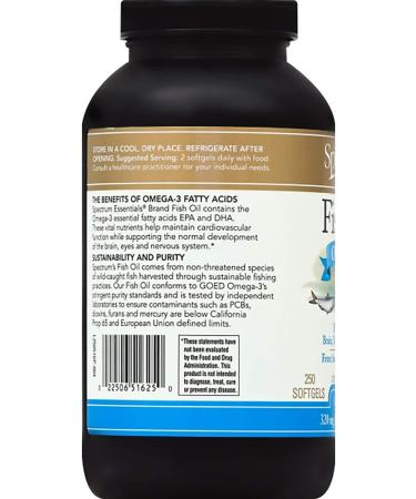 Spectrum Essentials Omega-3 Fish Oil 1000 mg - 250 Softgels for Heart Health - Buy Online on GoSupps.com
