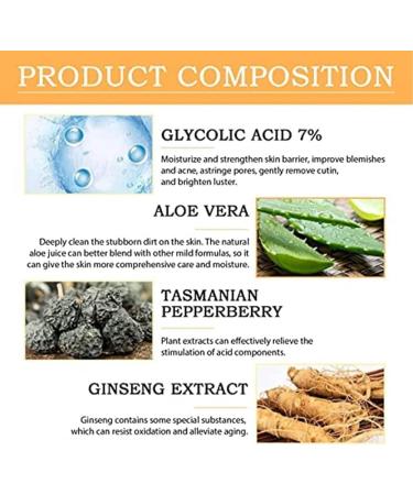 Glycolic Acid 7% Toning Resurfacing Solution -Glycolic Acid 7% Toning Resurfacing Solution for Blemishes and Acne Anti-Aging Freckle Removal Acne Tighten Pores 3bottles - Buy Online on GoSupps.com