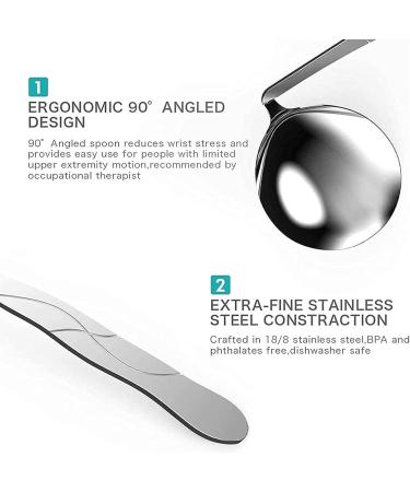 Adaptive Curved Utensils Stainless Steel Anti-Shake Angled Spoon for Hand Tremors Elderly Parkinson Arthritis & Handicap Right - Buy Online on GoSupps.com