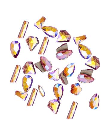 dijiusidy 50 Pieces Glass Crystal Set Eye-catching Personalized Nail Art Rhinestones DIY Handcraft Manicure Accessories for Card Making Pink AB