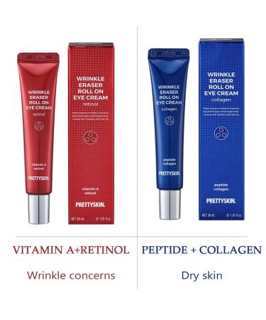 Buy PS.PRETTYSKIN Roll On Eye Cream 30ml - Vitamin A & Stainless Steel Tip for Wrinkle Reduction & Elasticity - International Shipping Available - Buy Online on GoSupps.com