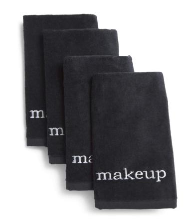 Cynthia Rowley Black Makeup Towels Soft Absorbent Cotton Cleansing Washcloth (Set of 4)