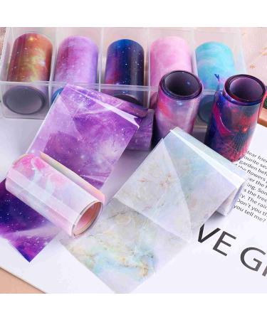 Gzmayuen Foil Transfer Nail Art Set | Marble Nail Stickers & Glue | 15ml Foil Transfer Foils & Nail Filings Gel | International Shipping Available - Buy Online on GoSupps.com