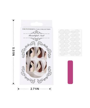 Vatocu Mandel Glitzer Short Brown Ballerina Press On Nails 24 Nude Acrylic Stick-On Nails for Women & Girls - Buy Online on GoSupps.com