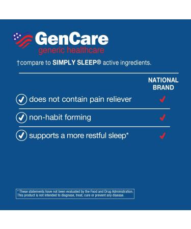 GenCare Sleep Aid Diphenhydramine 25mg (100 Caplets) - Non Habit Forming Sleep Aid for Deeper Sleep | Simply Sleep Formula - 1-2 Pills Before Bed - Buy Online on GoSupps.com