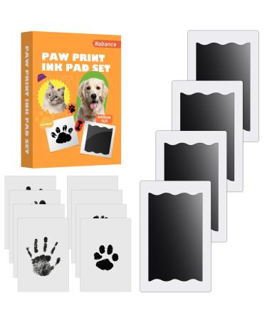 Nabance Baby Handprint and Footprint Kit Paw Print Kit for Dogs & Cats 4 Inkless Print Pads 8 Imprint Cards Dog Paw Print Kit Pet Paw Stamp Pads Pawprint Family Keepsake Kit Medium Size 4 Count (Pack of 1)