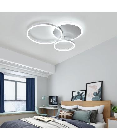 54W Dimmable LED Ceiling Light | Modern 3-Ring Lamp for Living Room Bedroom & Office - White Aluminum Design - Buy Online on GoSupps.com