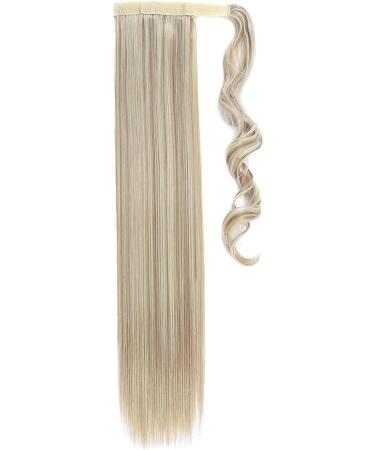 23" Long Straight Wrap Around Ponytail Clip in Hair Extensions One Piece Hairpiece Magic Tape in Pony Tail Extension for Women Sandy Blonde & Bleach Blonde - Buy Online on GoSupps.com