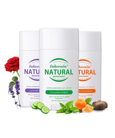 ibcccndc Aluminum Free Natural Deodorant for Women and Men | Keeps Underarms Light and Dry | Variety Pack of 3 in Coconut & Vanilla Lavender & Rose Cucumber & Mint Scents