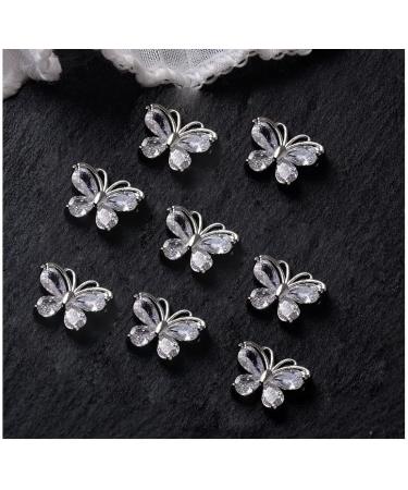 KACHIMOO 3D Butterfly Nail Charms - Set of 10 Silver Alloy Rhinestones for Nail Art Design - Buy Online on GoSupps.com