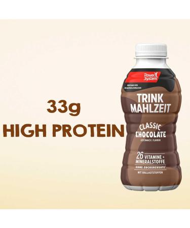 Buy Power System Drinking Meal Classic Chocolate 6 x 500ml | Delicious Meal Replacement | 33g Protein & 26 Vitamins + Minerals | 1.50 Pfand Included - International Shipping Available! - Buy Online on GoSupps.com