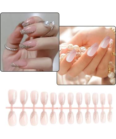 CAOQAO 24pcs Press On Nails Medium Length Coffin Nails Pink Nails Glossy False Nails Full Cover Prom Nails Automatic Nail Files for Natural Nails (Pink One Size) One Size Pink - Buy Online on GoSupps.com