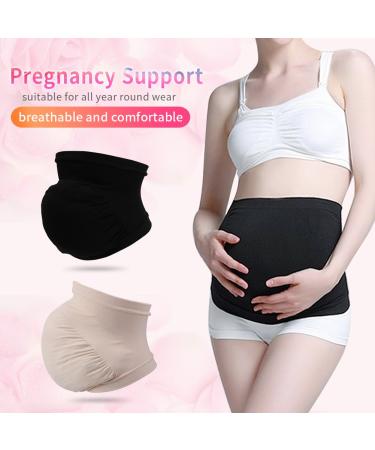 Pregnant Women Belly Support Band Tummy Belt | Seamless Elastic Band for Prenatal Care | Maternity Clothing (L-Beige) - Buy Online on GoSupps.com