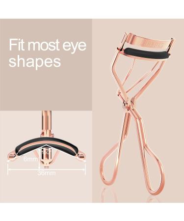 Larbois Eyelash Curler with 5 Refill Pads & Velvet Bag - Professional No Pinch, No Pain, No Pulling Eye Lash Curler for Perfect Curls in Seconds - Rose Gold - Buy Online on GoSupps.com