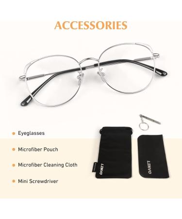 LINVO Classic Cat Eye Glasses for Women - Vintage Metal Frame Non-Prescription Silver Glasses - Stylish & Elegant E-commerce International Shipping - Buy Online on GoSupps.com